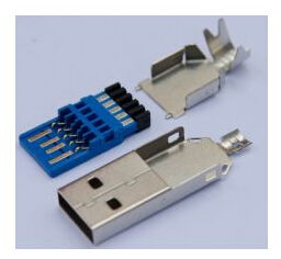 USB A公3.0焊線(xiàn)三件式帶線(xiàn)夾 9P藍(lán)膠帶外殼焊接技術(shù)與五金產(chǎn)品研發(fā)解析